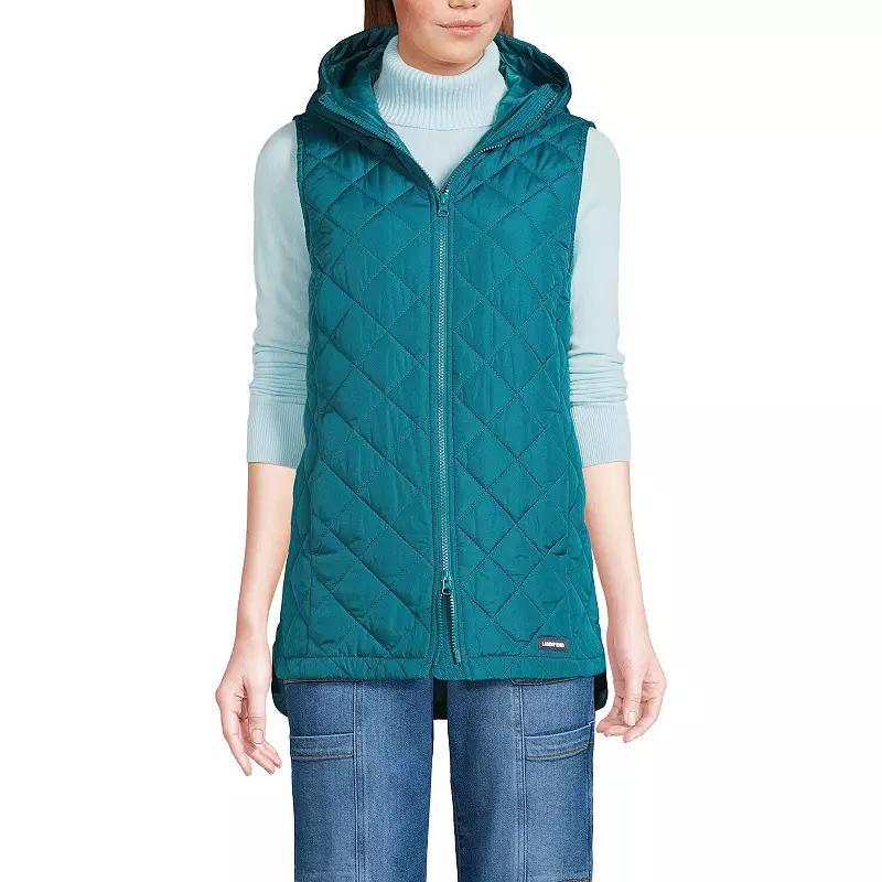 Petite Lands End Hooded Quilted Vest, Womens Evening Blue Product Image