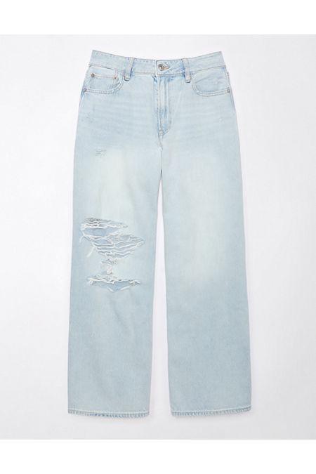 AE Strigid Super High-Waisted Baggy Wide-Leg Ripped Ankle Jean Women's Product Image