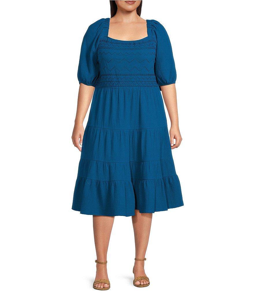 Nurture by Westbound Plus Size Short Sleeve Square Neck A-Line Dress Product Image