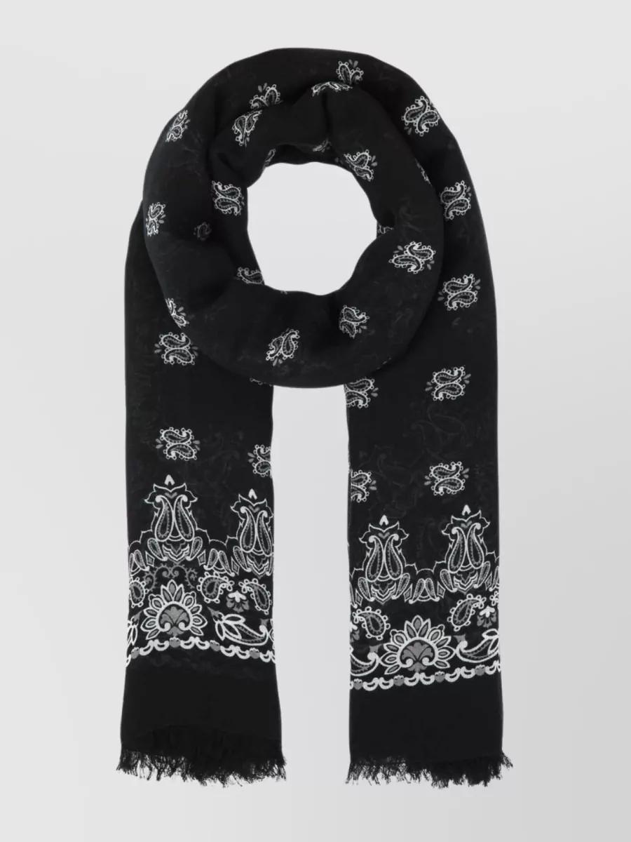 Fringed Paisley-print Modal And Cashmere-blend Scarf In White Product Image