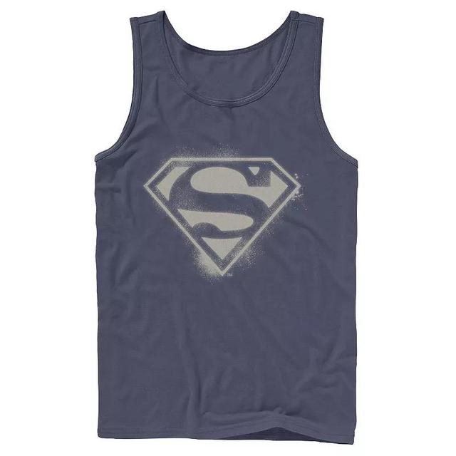 Mens DC Comics Superman Spray Paint Stencil Logo Tank Top Blue Product Image