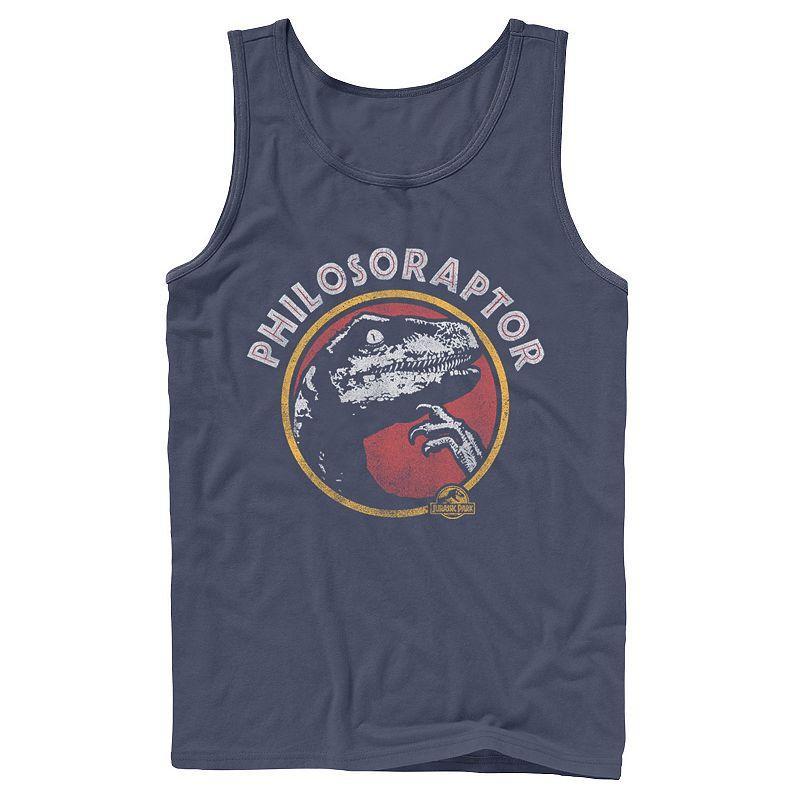 Mens Jurassic Park Philosoraptor Pose Humor Tank Top Blue Product Image