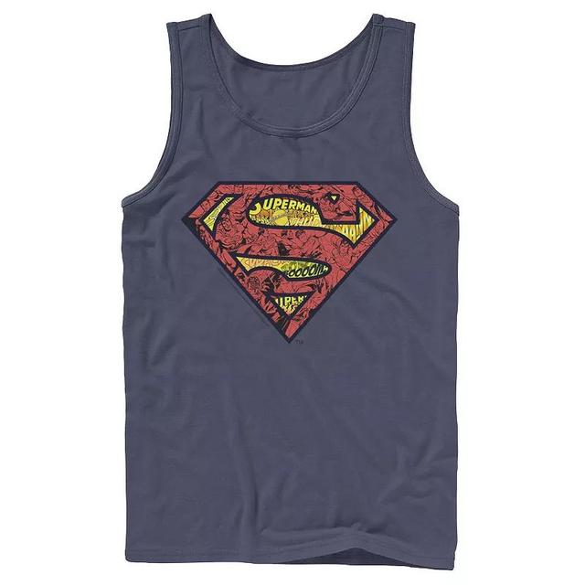 Mens DC Comics Superman Comic Chest Logo Tank Top Blue Product Image