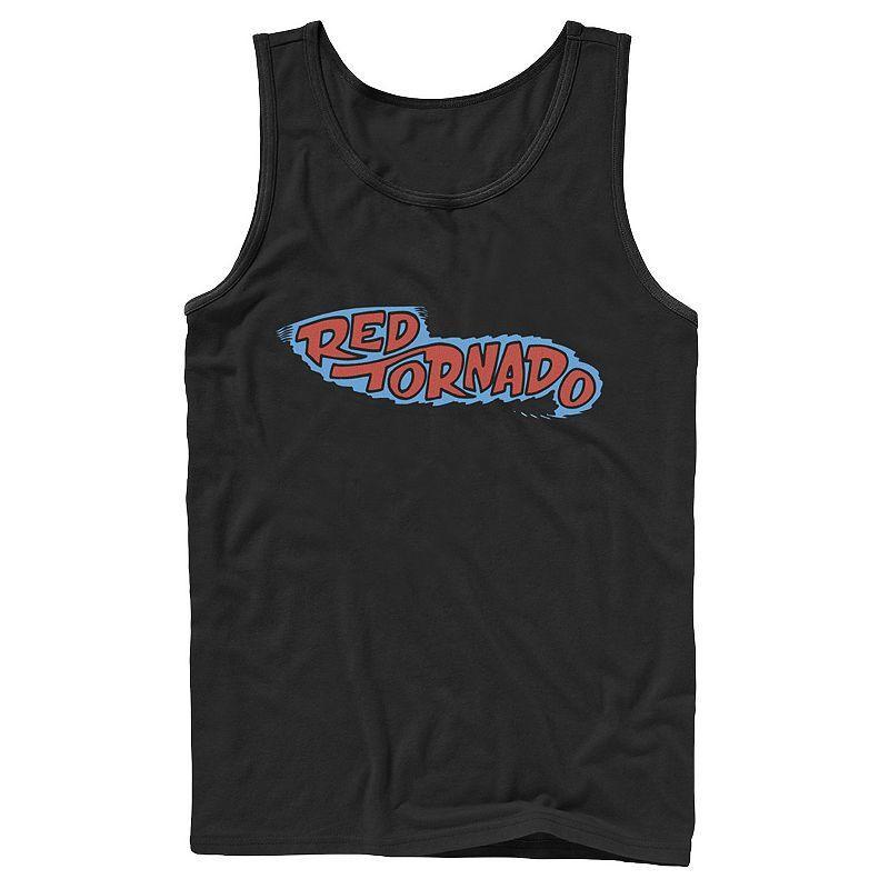 Mens DC Comics Red Tornado Text Logo Poster Tank Top Product Image