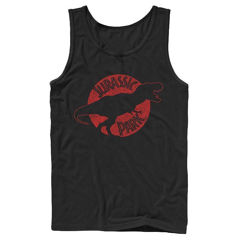 Mens Jurassic Park T-Rex Red Outline Distressed Tank Top Product Image