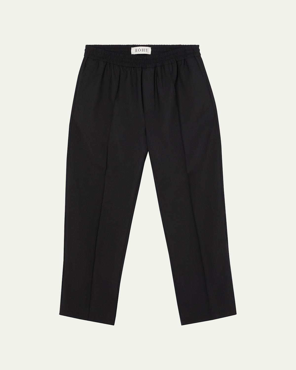 Mens Elastic-Waist Wool Trousers Product Image