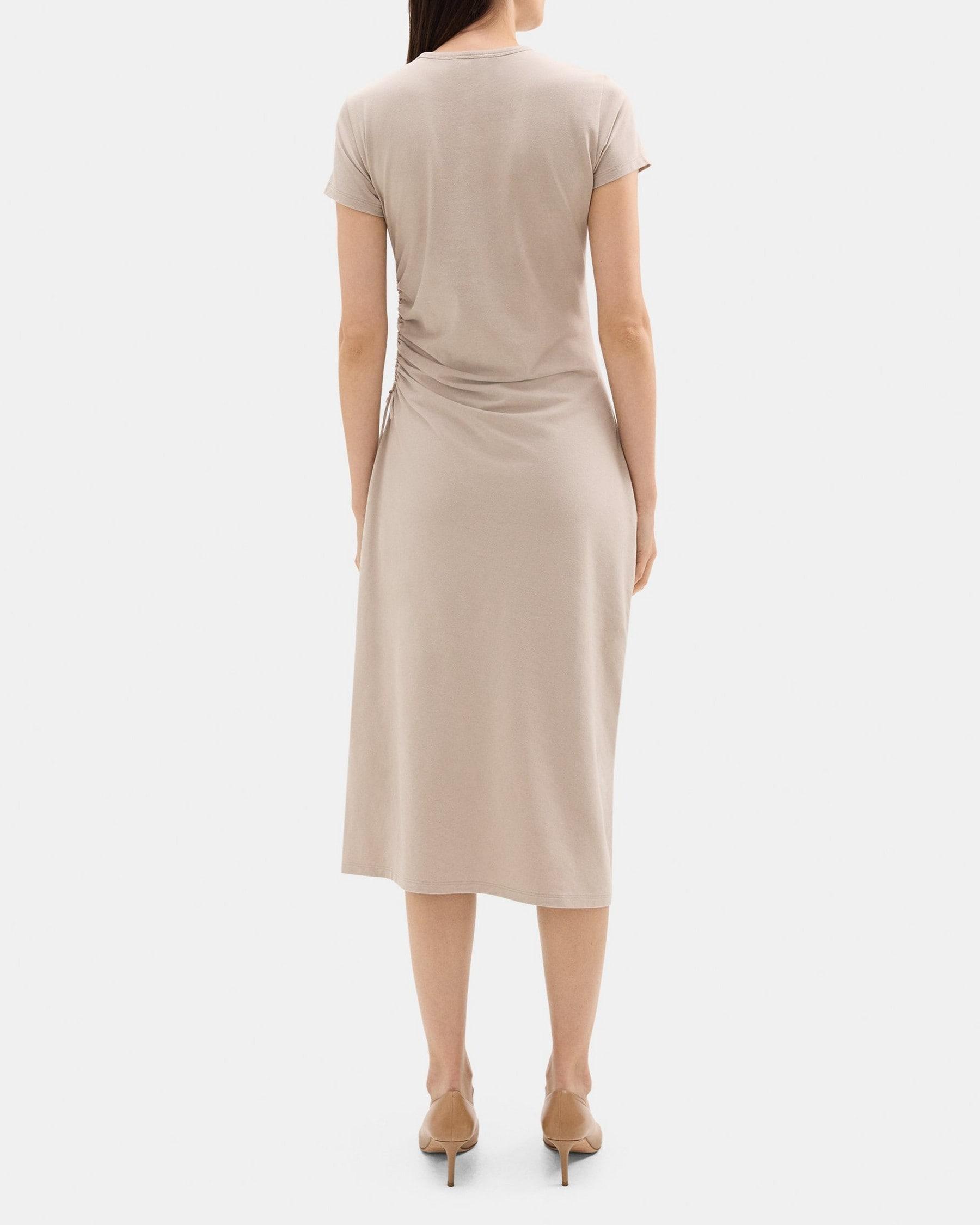 Gathered Dress in Stretch Cotton-Modal Product Image