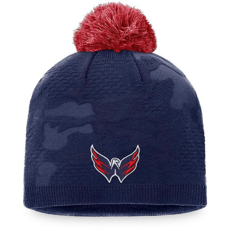 Womens Fanatics Branded /Red Washington Capitals Authentic Pro Team Locker Room Beanie with Pom, Blue Product Image