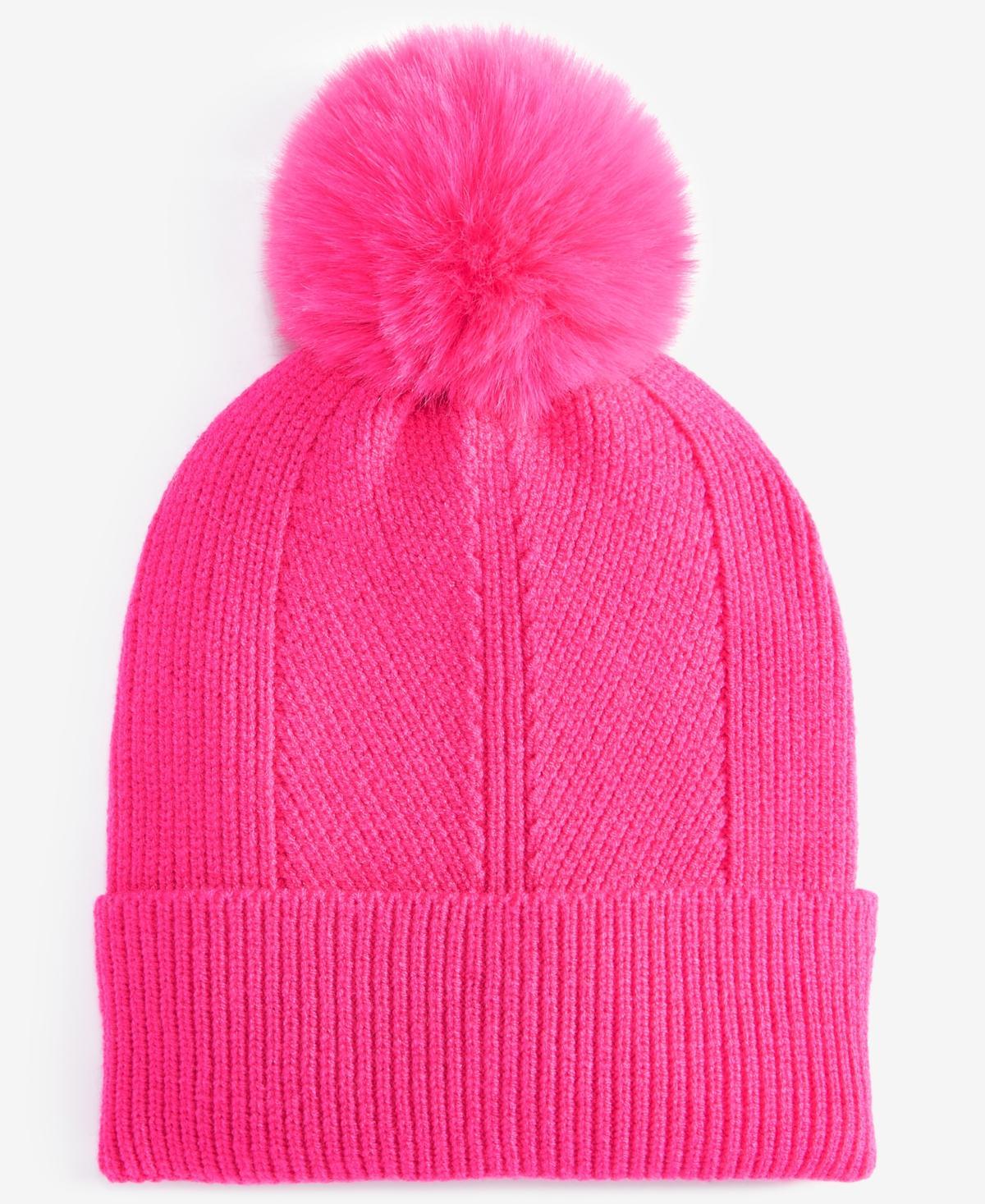 On 34th Womens Multi-Stitch Faux-Fur Pom Pom Beanie, Created for Macys Product Image