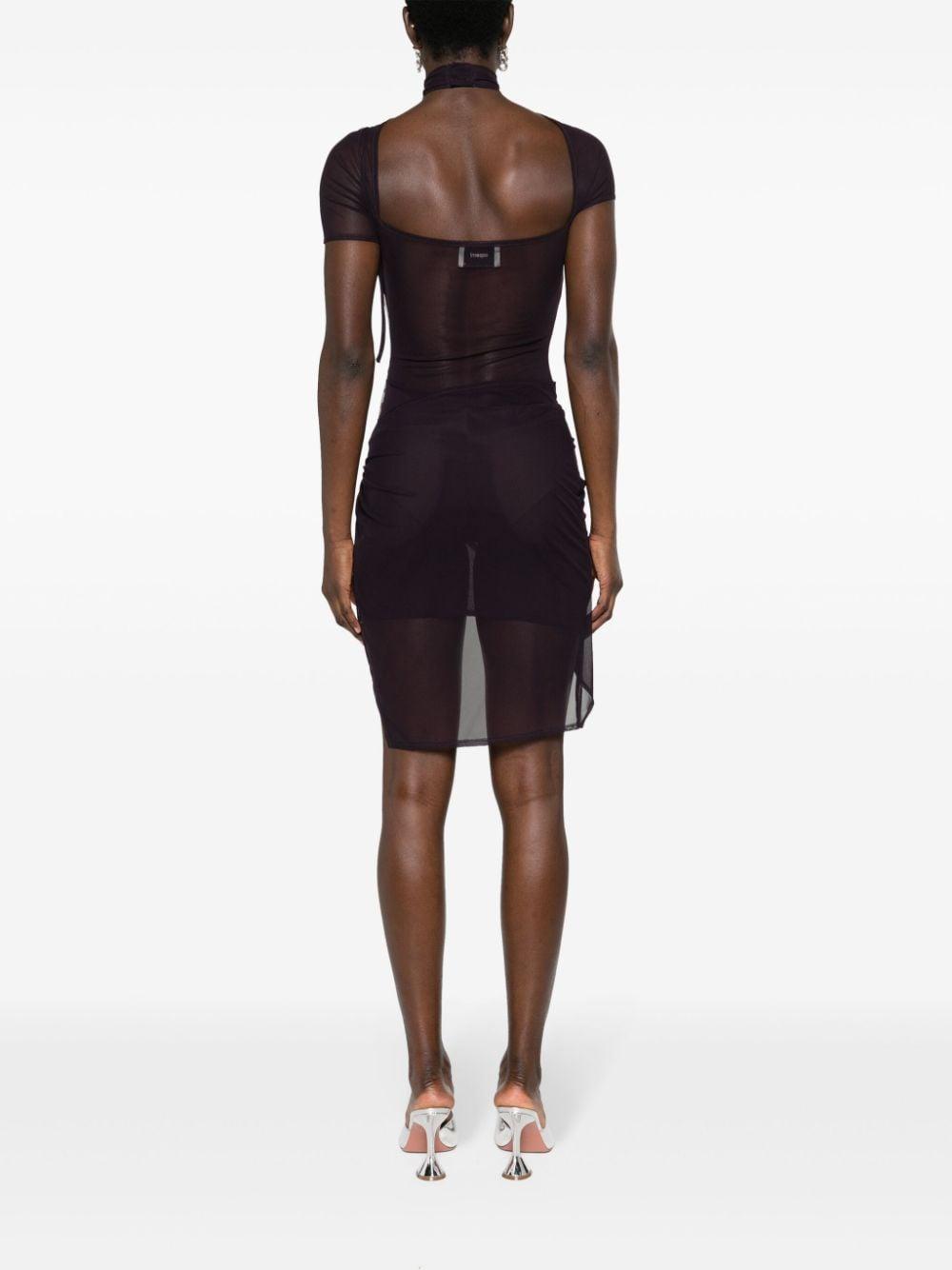 asymmetric sheer mesh dress Product Image