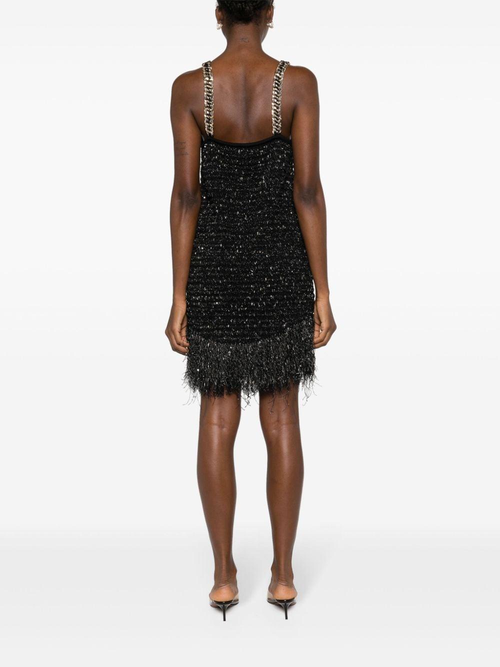 Lured Fringed Minidress In Black Product Image