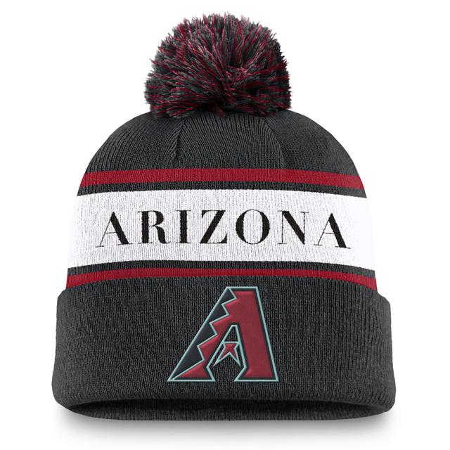 Mens Nike Arizona Diamondbacks Team Stripe Peak Cuffed Knit Hat with Pom Product Image