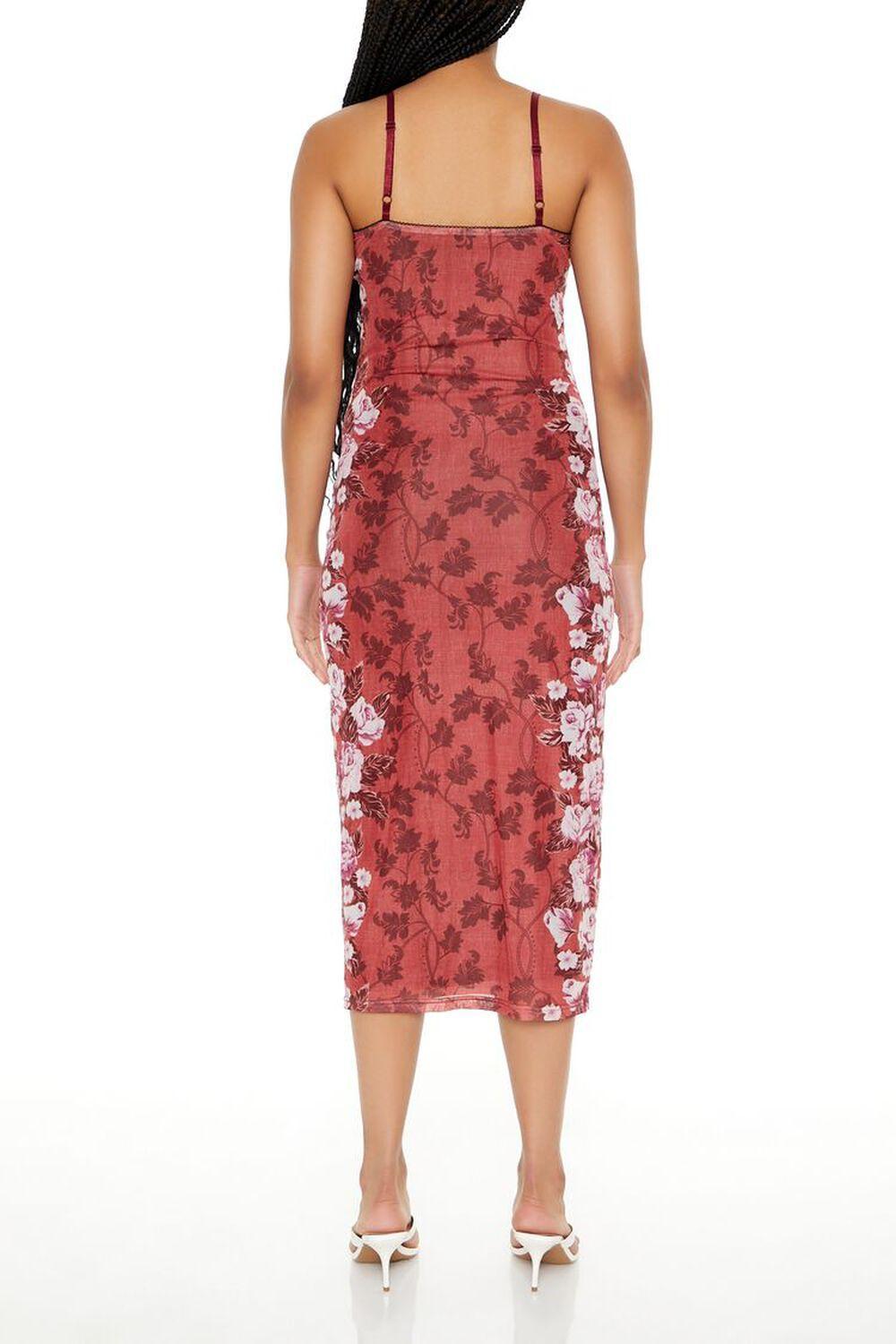 Mesh Floral Print Slip Midi Dress | Forever 21 Product Image