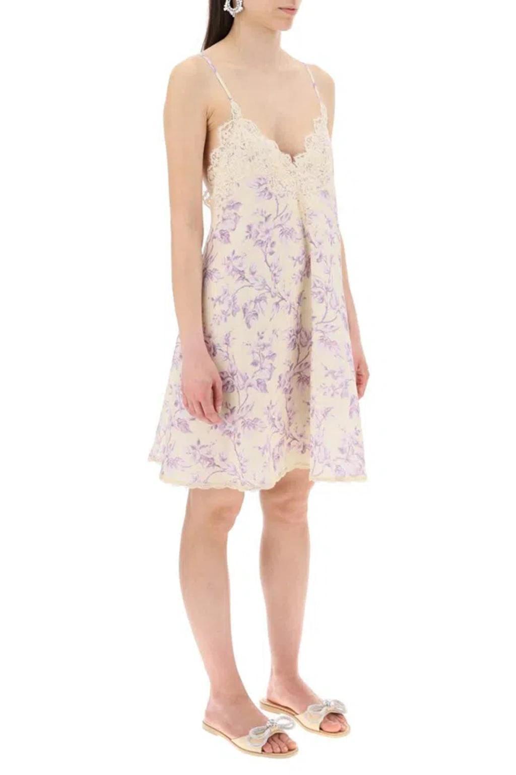 ZIMMERMANN Halliday Lace-trimmed Floral Linen Slip Dress In Yellow Product Image