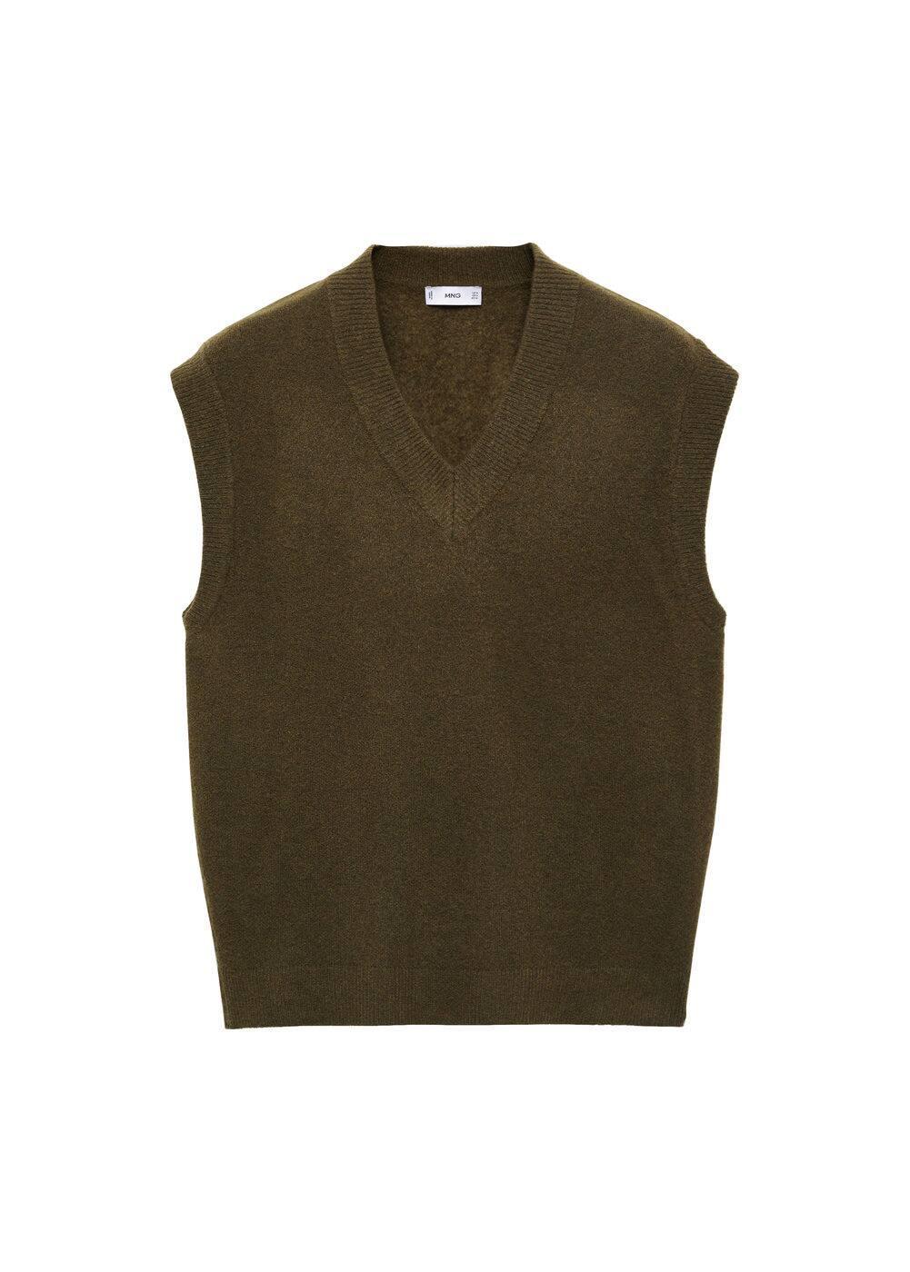 MANGO MAN - V-neck knitted vest khakiMen Product Image