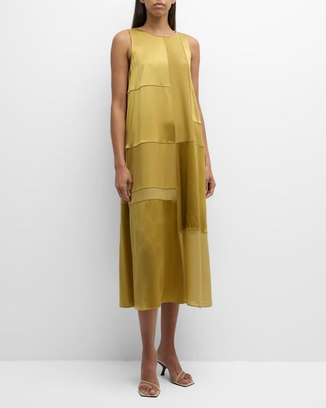 Block Panel Silk Charmeuse Midi Dress Product Image