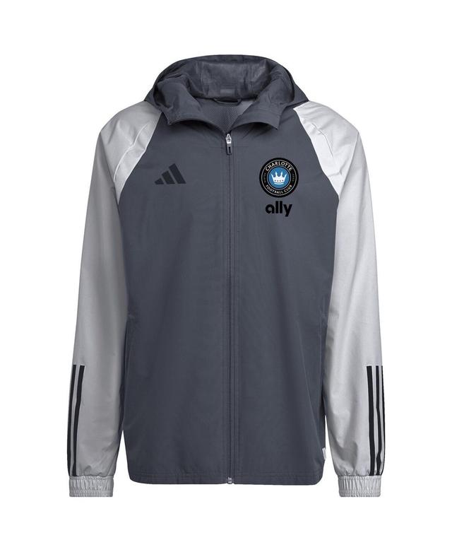 Mens adidas Charcoal Charlotte Fc All-Weather Raglan Hoodie Full-Zip Jacket Product Image