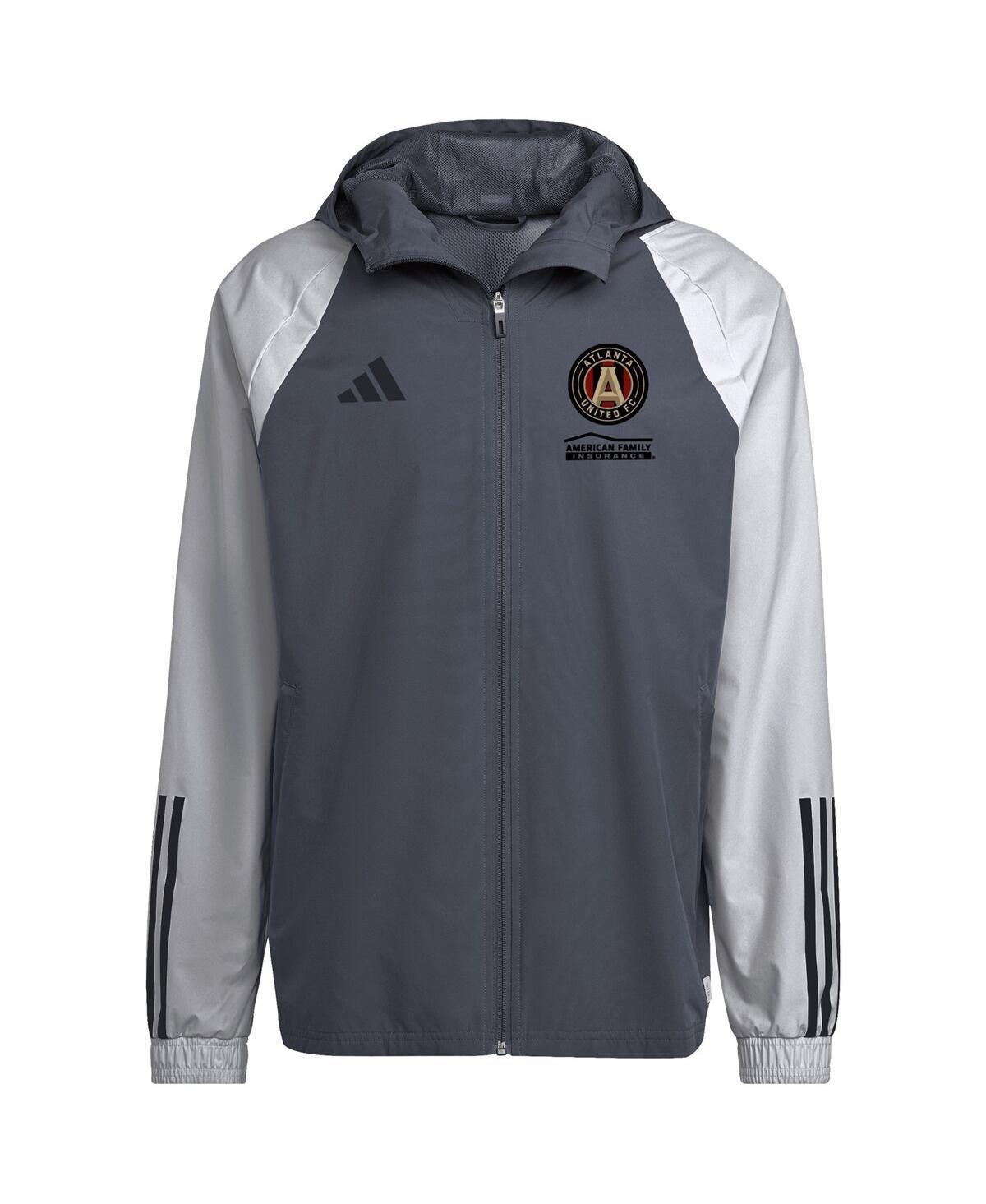 Mens adidas Charcoal Atlanta United FC All-Weather Raglan Hoodie Full-Zip Jacket Grey Product Image