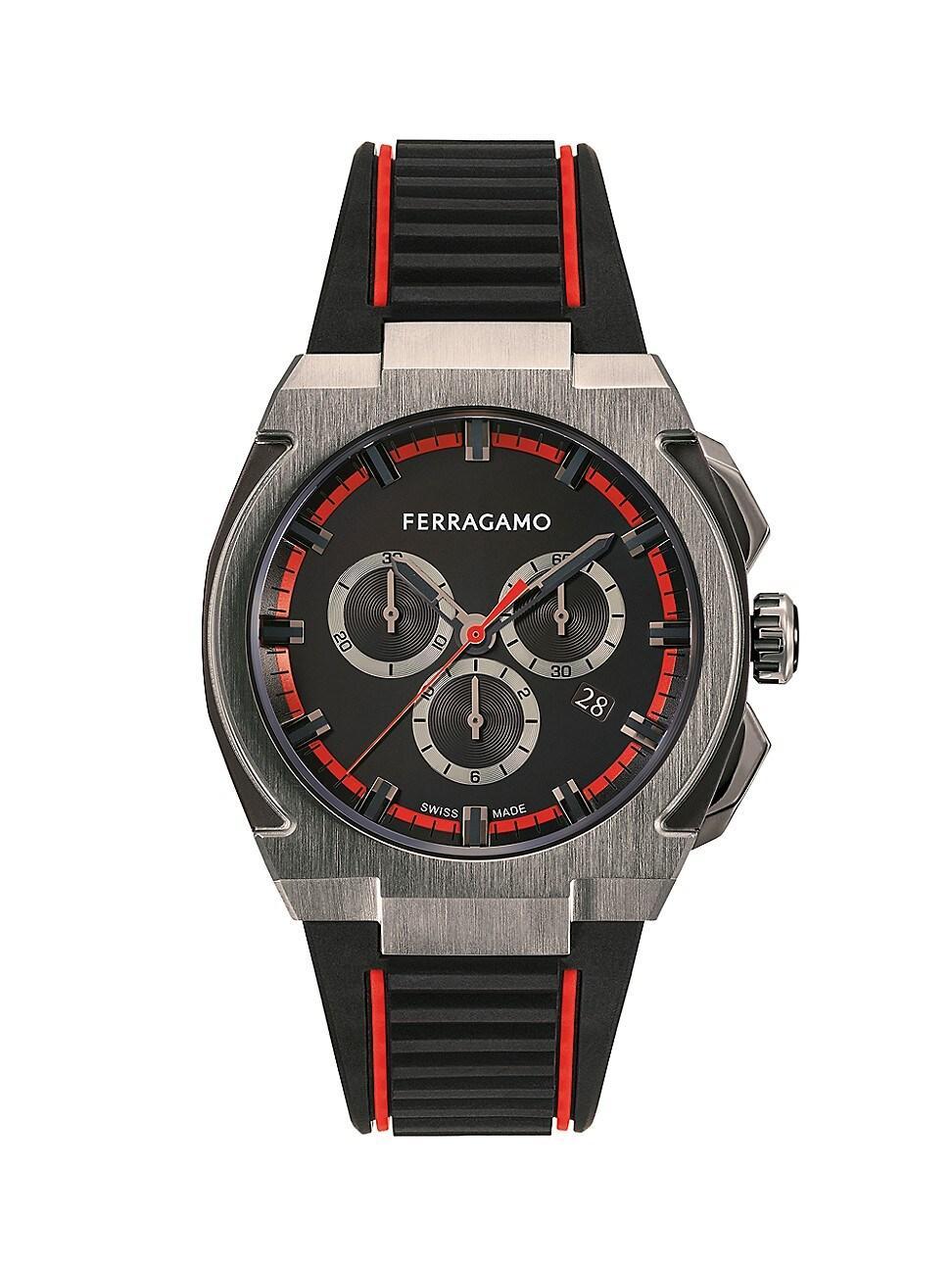 FERRAGAMO Supreme Chronograph Recycled Polyurethane Strap Watch, 43mm Product Image