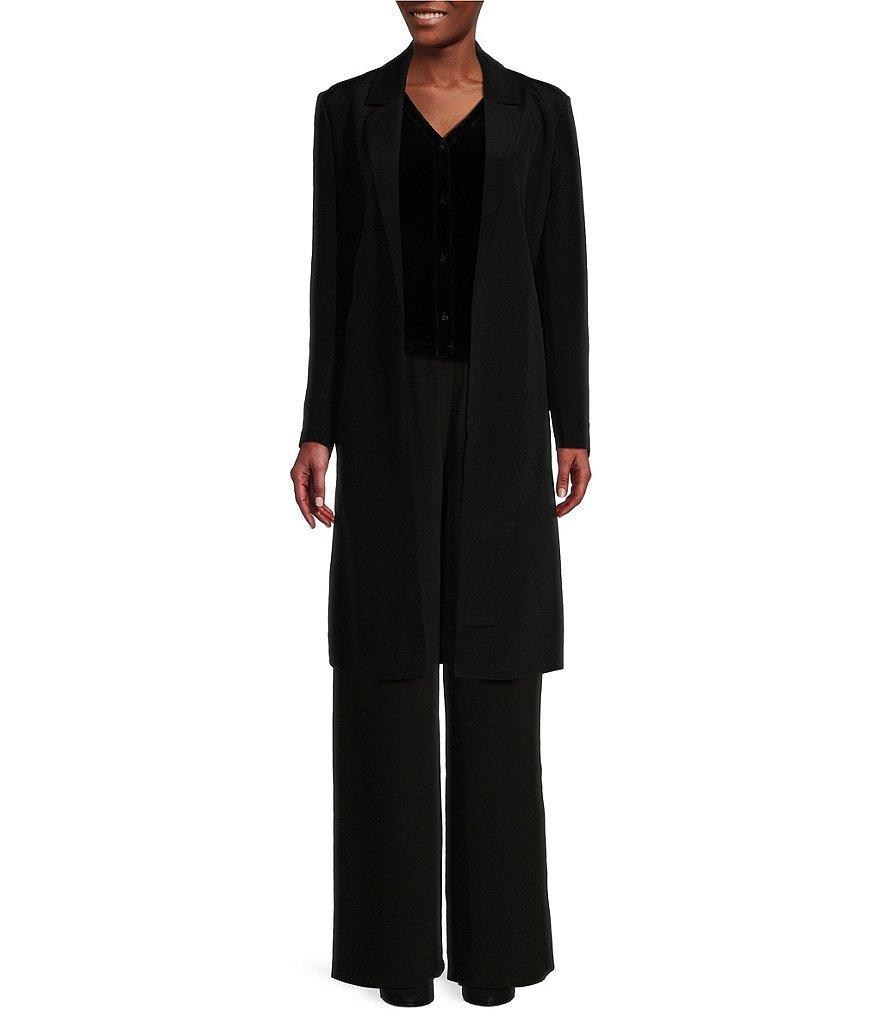 Eileen Fisher Silk Double Crepe Notch Collar Long Sleeve Open-Front Long Blazer Product Image