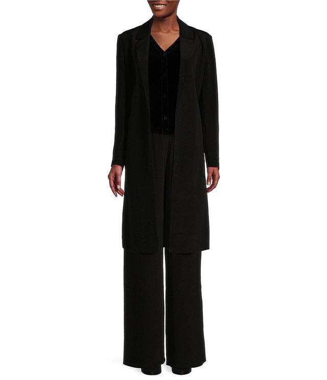 Eileen Fisher Silk Double Crepe Notch Collar Long Sleeve Open-Front Long Blazer Product Image