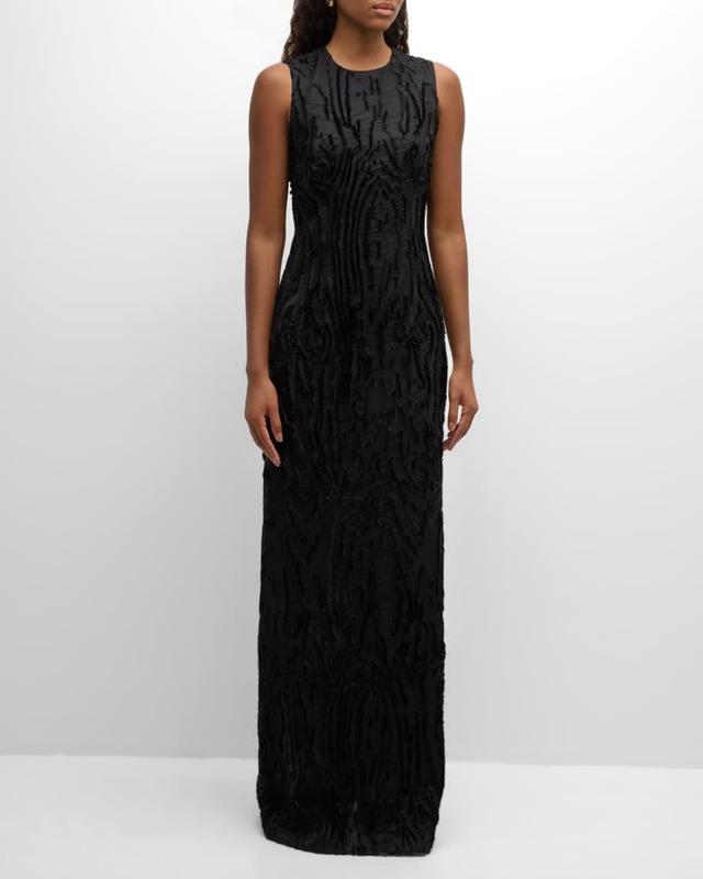 Fringed Jacquard Column Gown Product Image