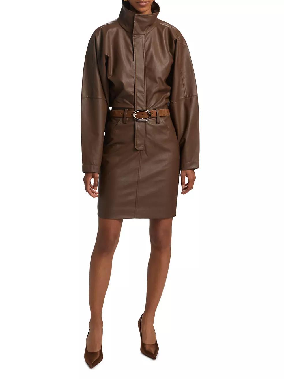 Regan Faux Leather Moto Dress Product Image