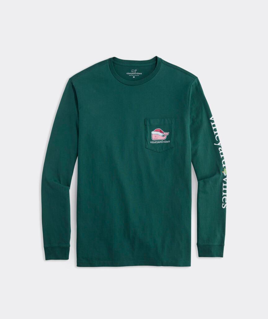 Santa Whale Long-Sleeve Pocket Tee Product Image