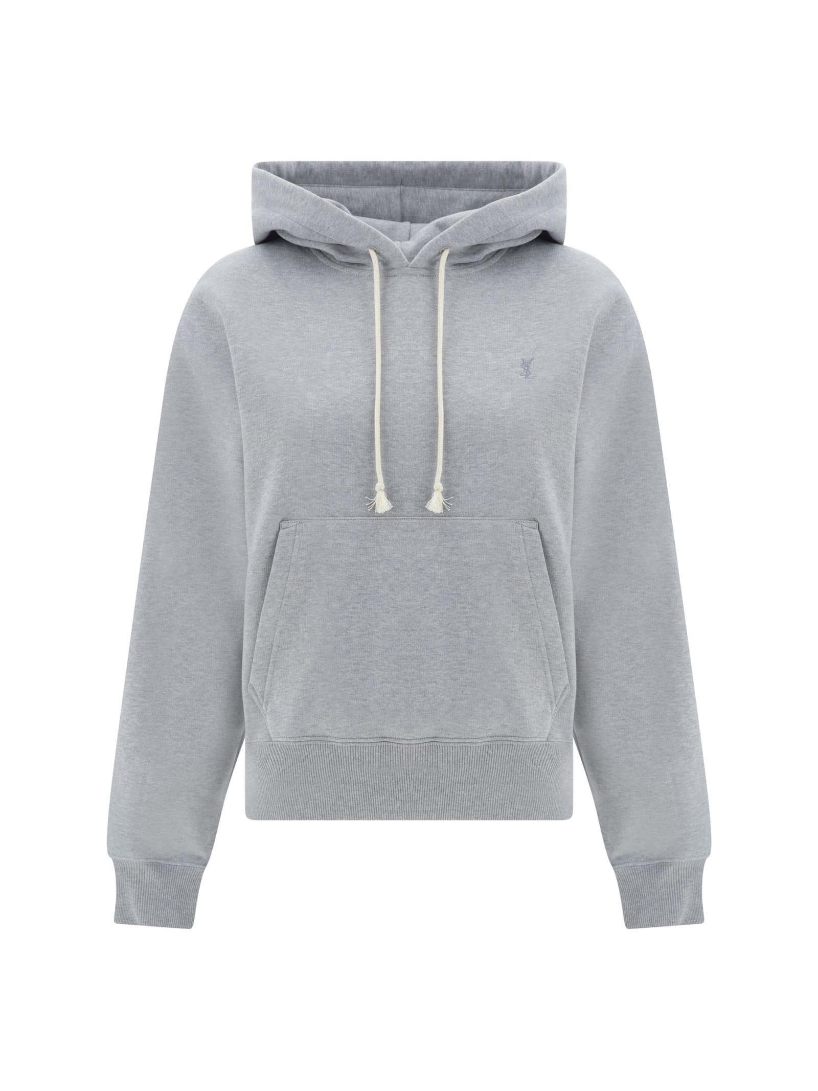 SAINT LAURENT Cassandre Organic Cotton Hoodie In Gris Chine Product Image