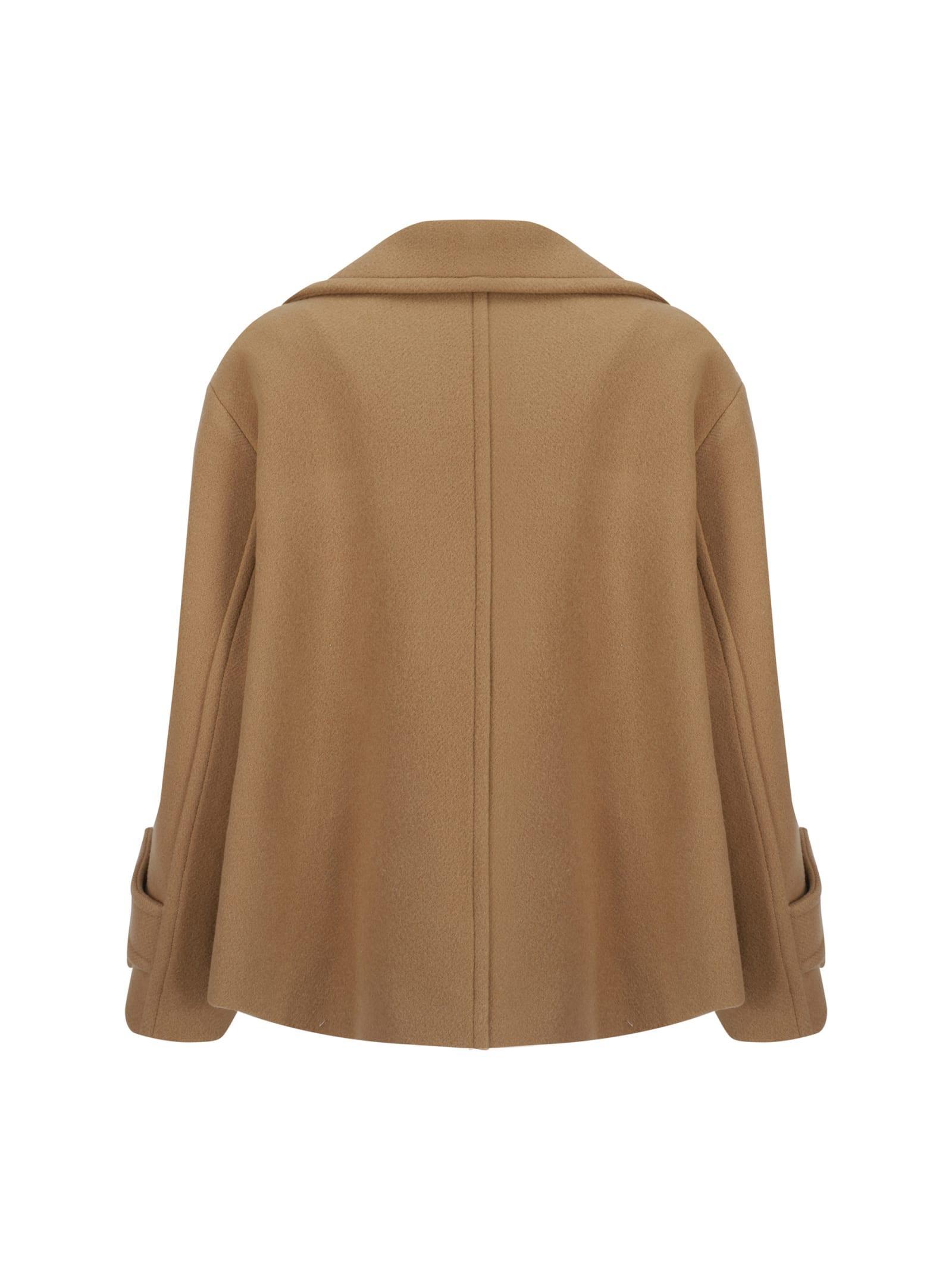 Wool Coat With Wide Lapels And Back Vent In Beige Product Image