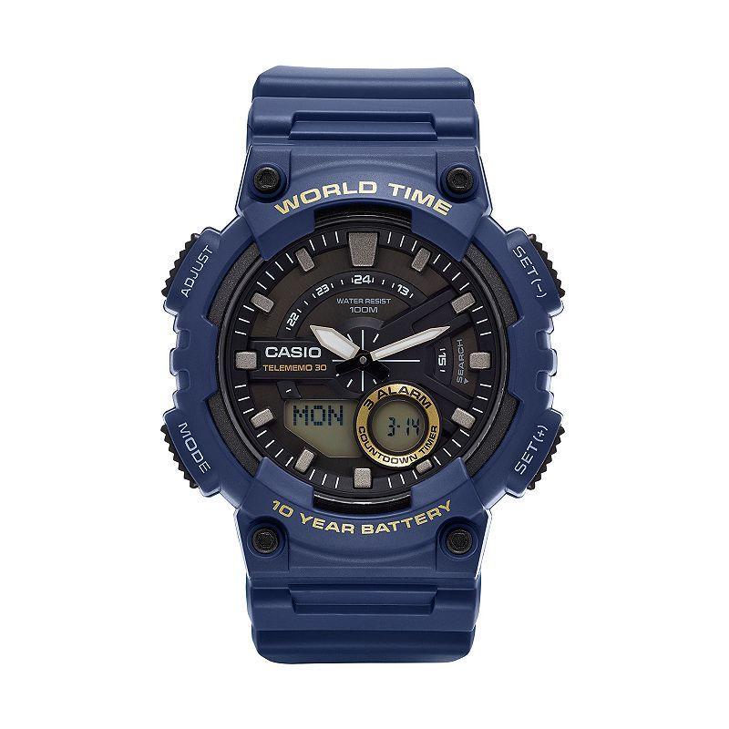 Casio Mens Telememo World Time Analog-Digital Watch - AEQ110W-2AVCF, Blue Product Image