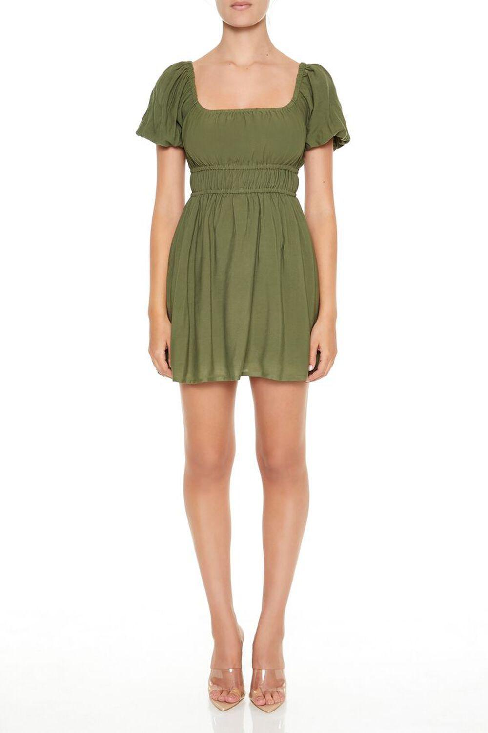 Puff-Sleeve Babydoll Mini Dress | Forever 21 Product Image