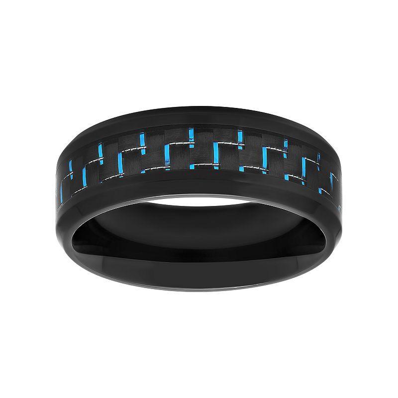 Mens Stainless Steel Woven Wedding Band Black Product Image