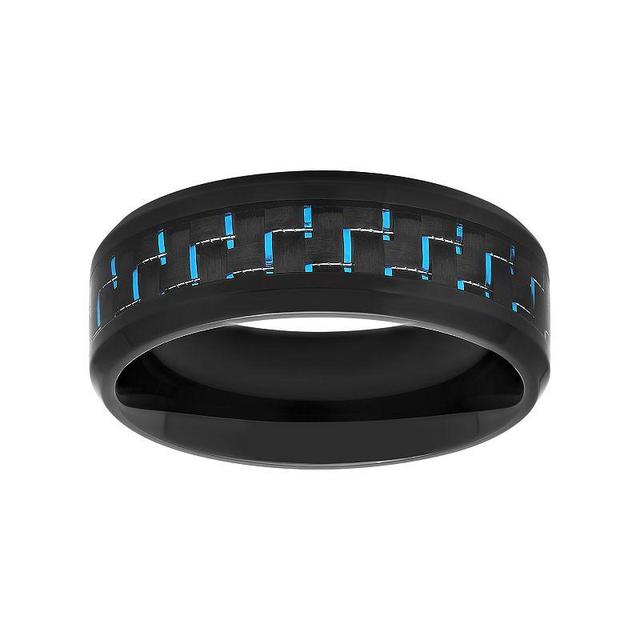 Mens Stainless Steel Woven Wedding Band Black Product Image