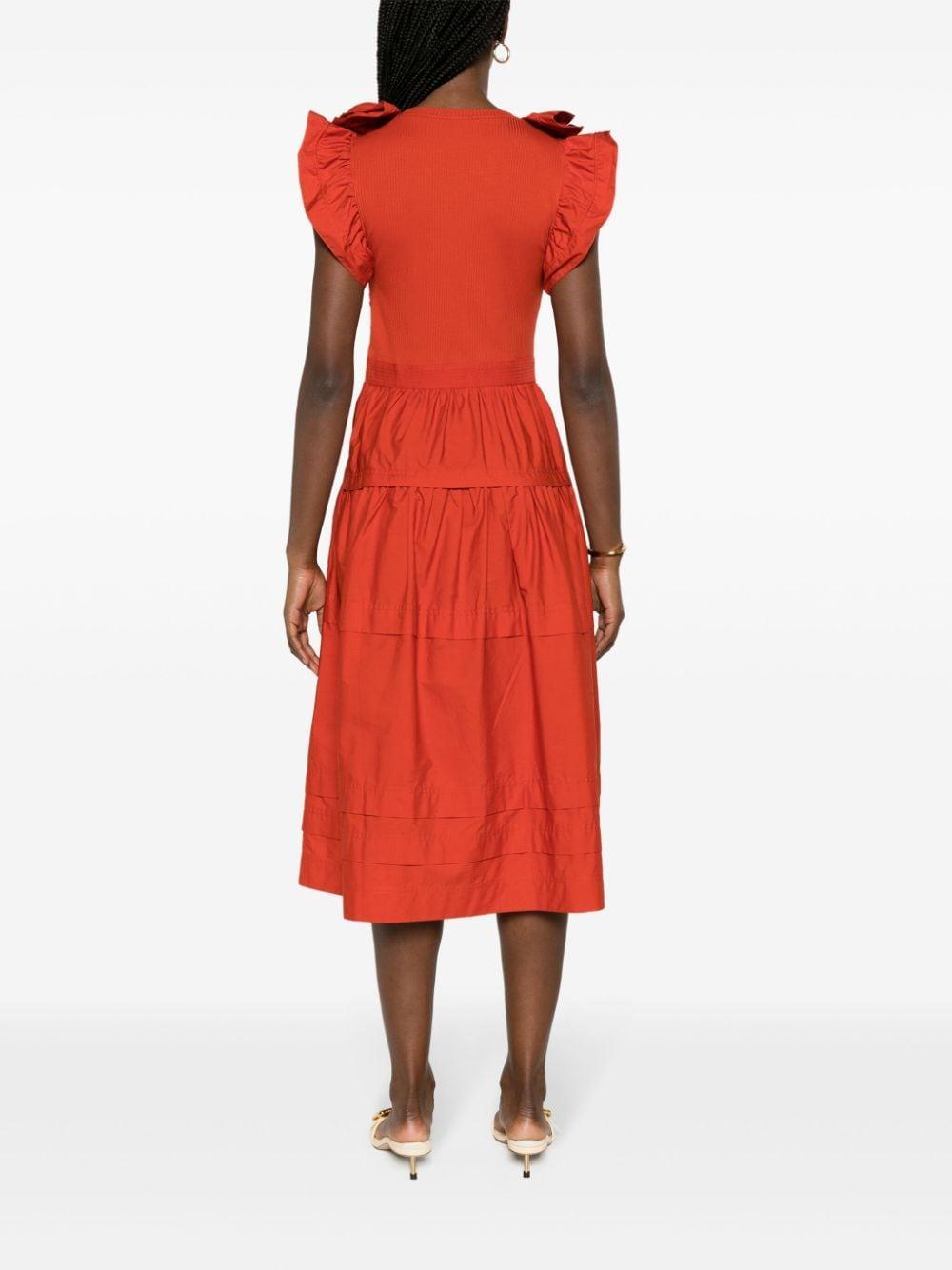 Francine Ruffled Midi Dress In Carnelian Product Image