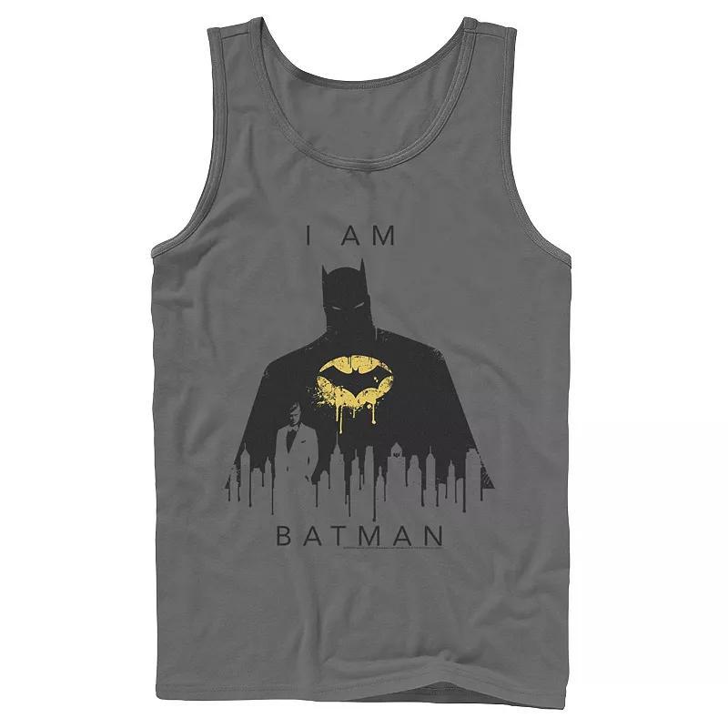 Mens DC Comics I Am Batman Skyline Poster Tank Top Grey Product Image