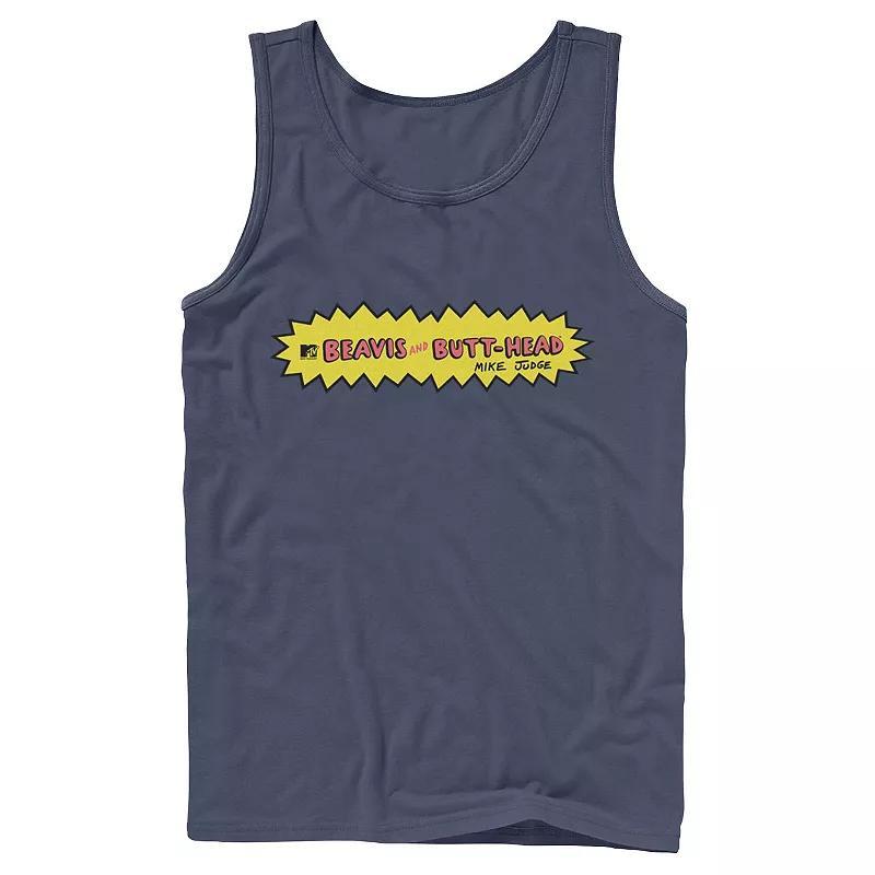 Mens Beavis & Butthead Logo Distress Portrait Tank Top Blue Product Image