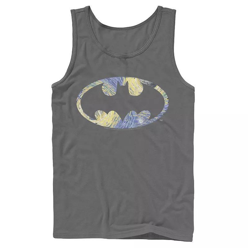 Mens DC Comics Batman Starry Night Logo Tank Top Grey Product Image