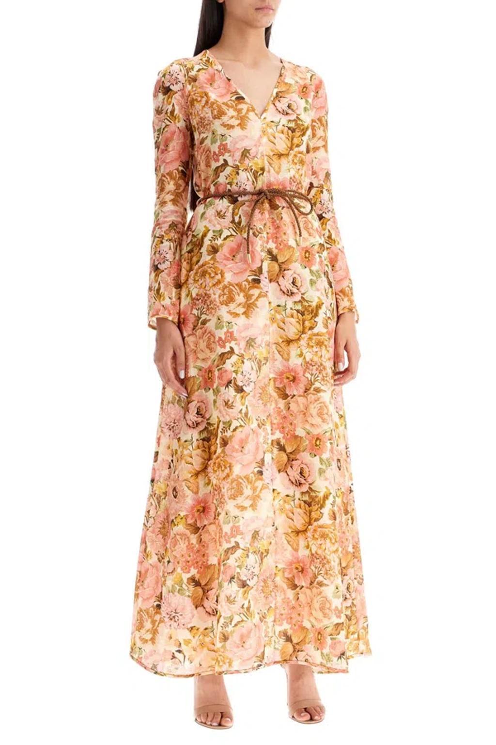 ZIMMERMANN Golden Plunge Maxi Dress In Pink Product Image