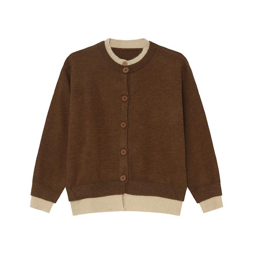 Mock Two-Piece Two Tone Button-Up Cardigan Product Image