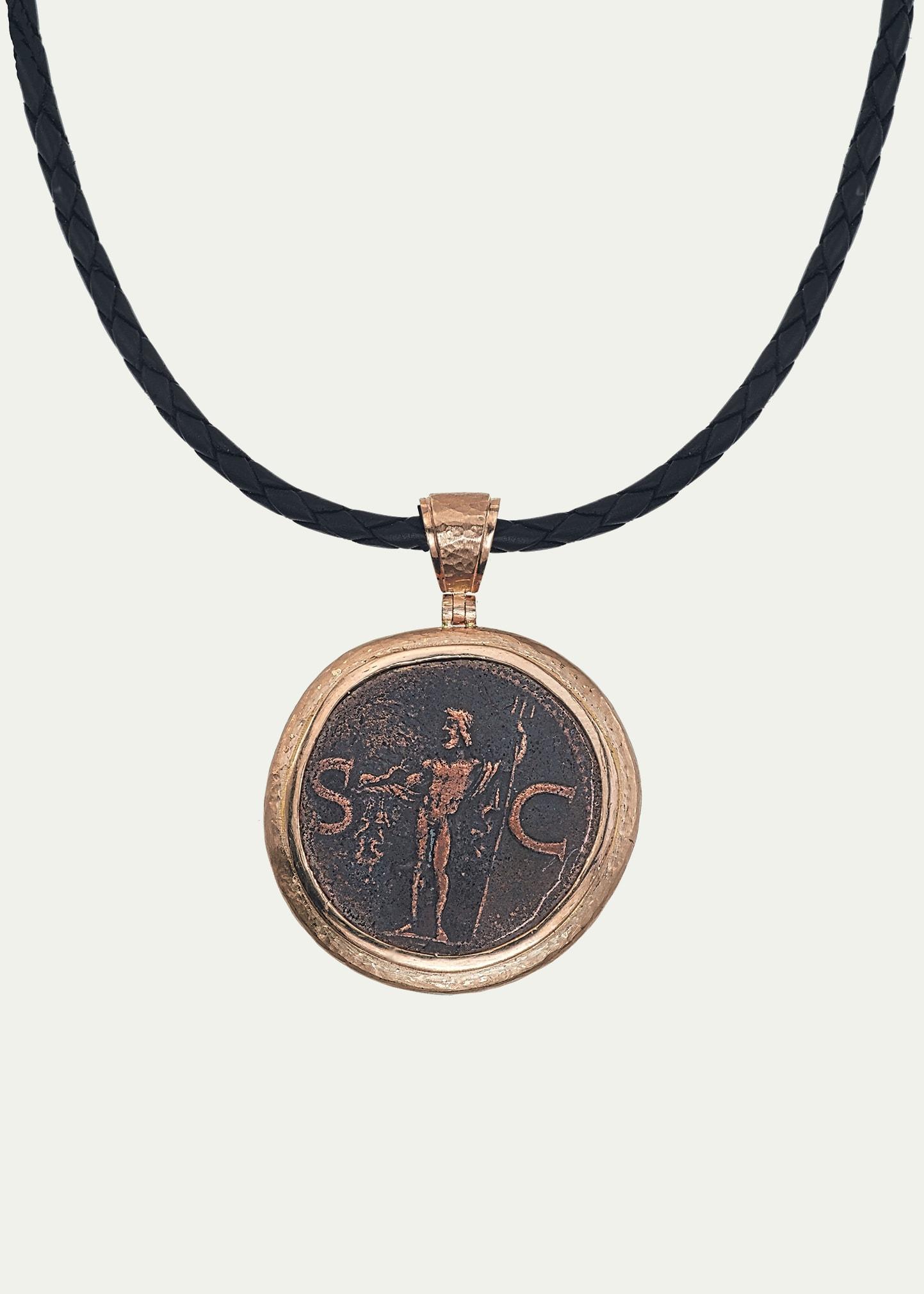 Mens 18k Rose Gold Neptune Coin Pendant Product Image