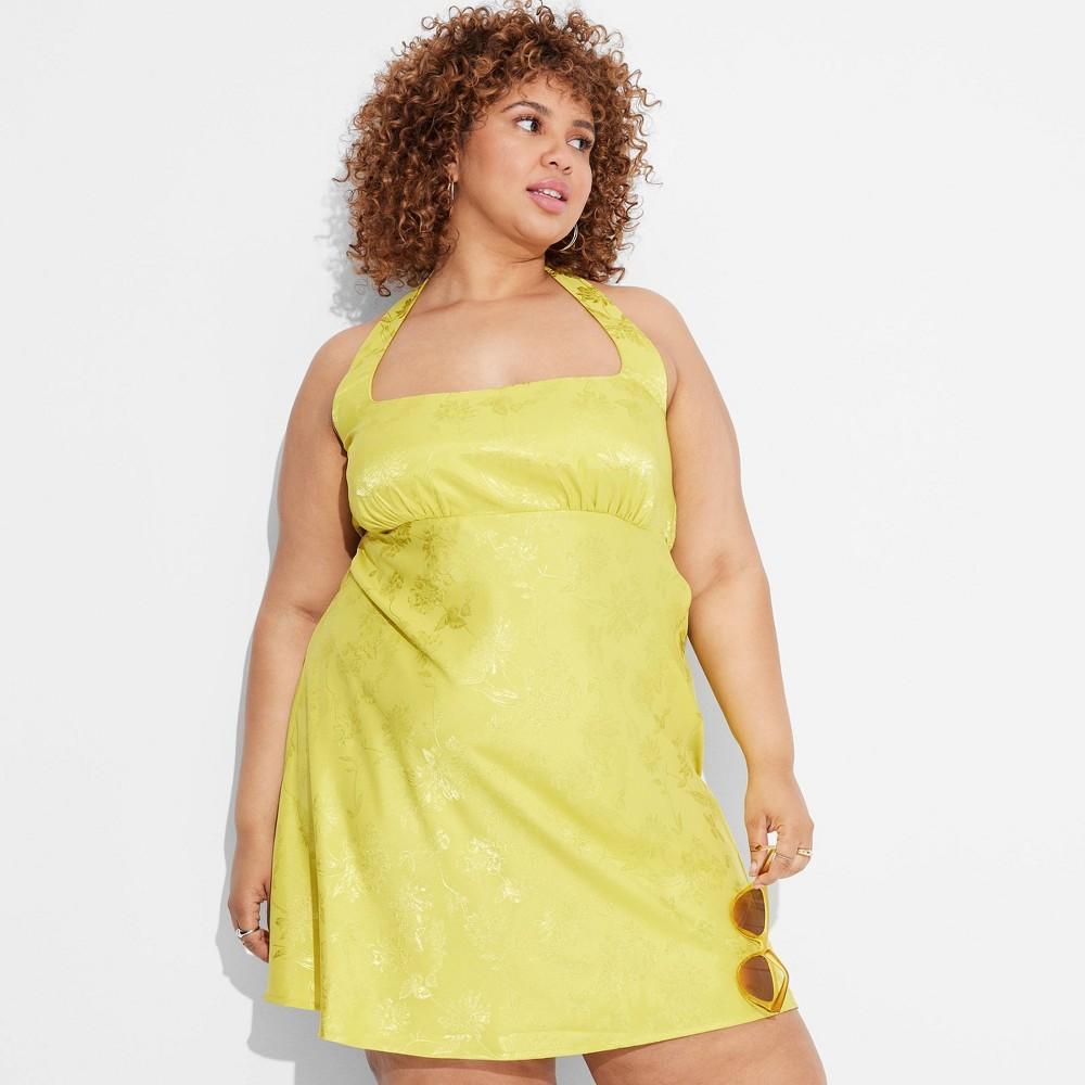 Womens Satin Jacquard Mini Dress - Wild Fable Yellow 1X Product Image