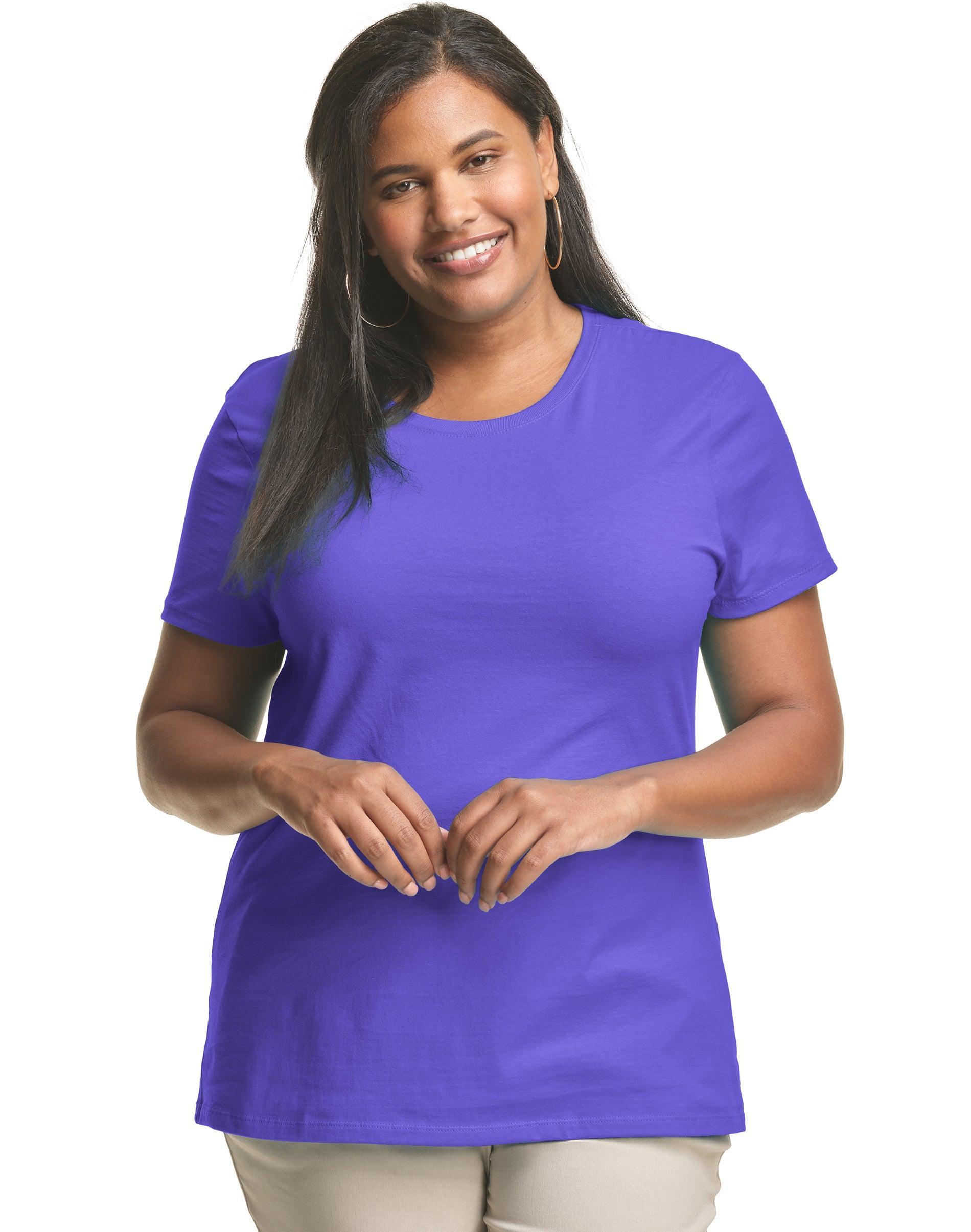 Hanes Just My Size Womens Cotton Crewneck T-Shirt (Plus ) Process Blue 1X Product Image