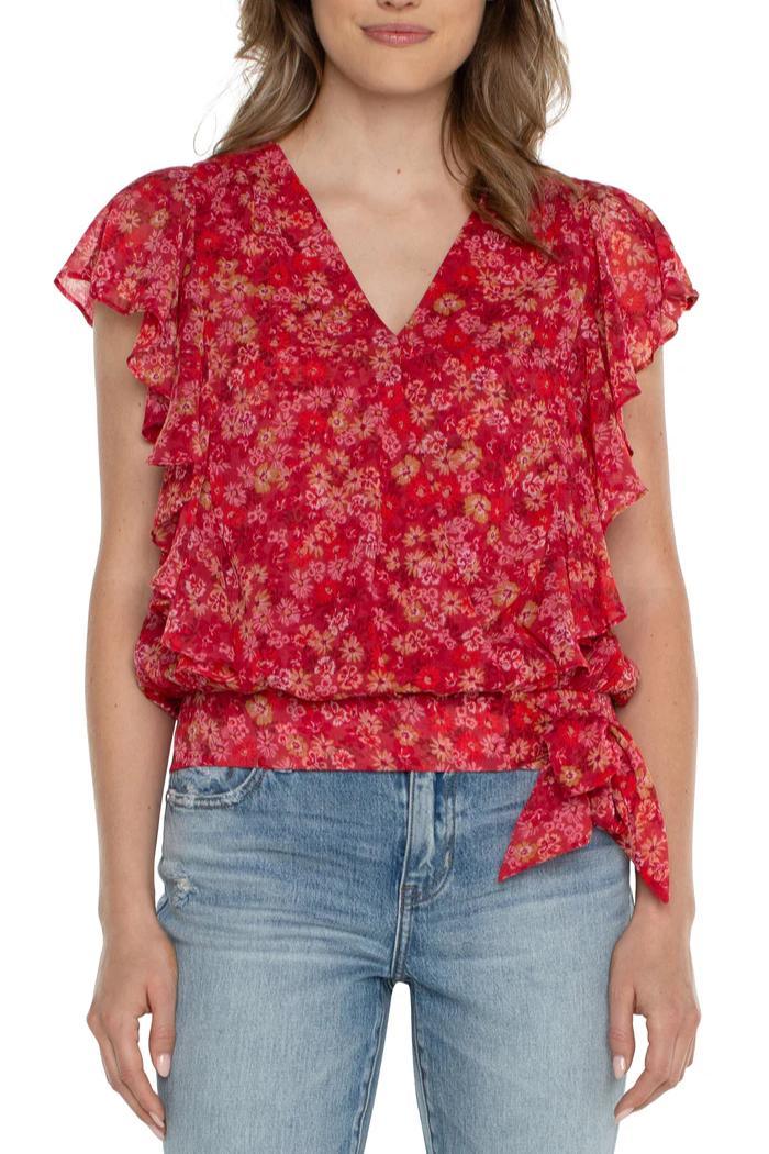 Draped Front Top with Waist Tie Product Image