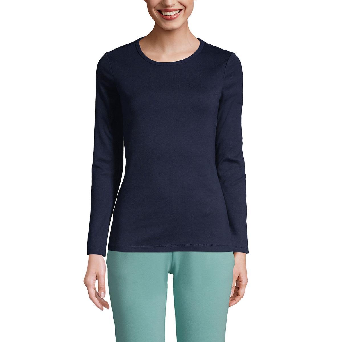 Womens Lands End Cotton Crewneck Long-Sleeve Tee Product Image