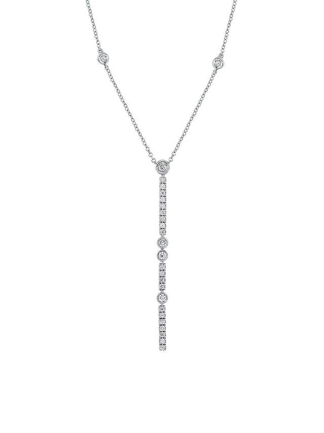 Womens Splash 18K White Gold & Diamond Vertical Bar Pendant Lariat Necklace Product Image