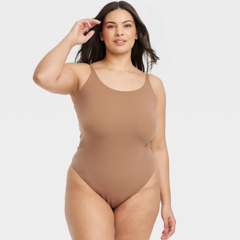 Womens 4-Way Stretch Cami Bodysuit - Auden Brown 1X Product Image