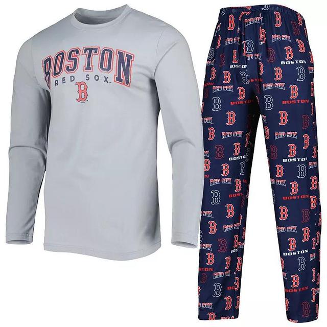 Mens Concepts Sport /Gray Boston Red Sox Breakthrough Long Sleeve Top & Pants Set Blue Product Image