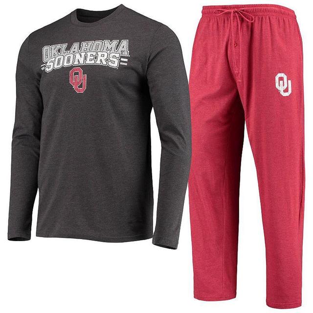 Mens Concepts Sport Crimson/Heathered Charcoal Oklahoma Sooners Meter Long Sleeve T-Shirt & Pants Sleep Set Product Image