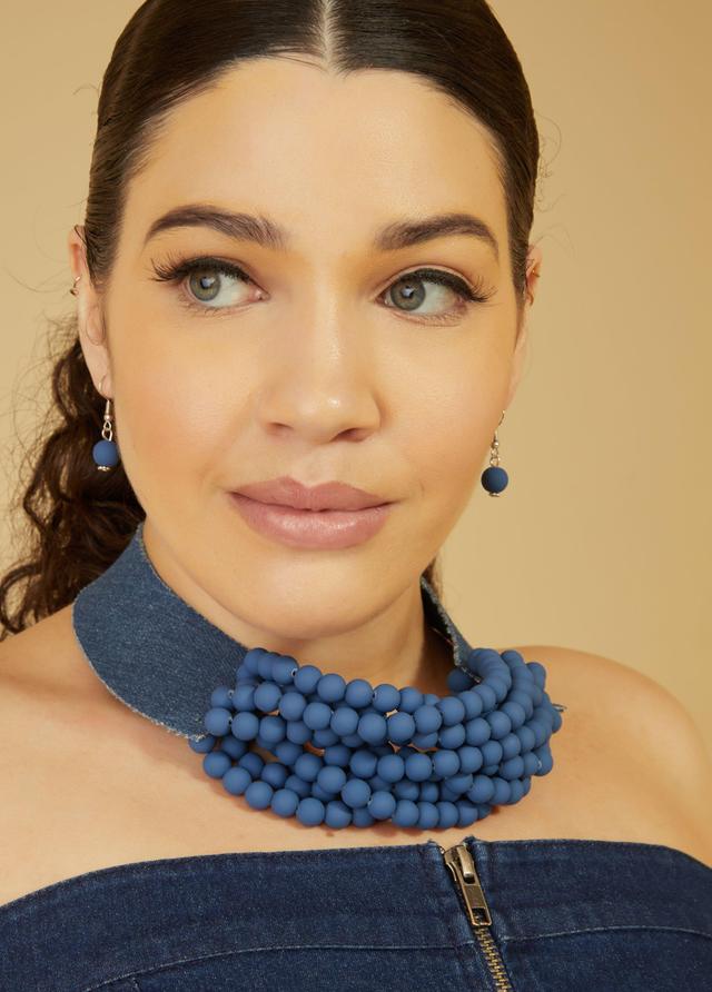 Plus Size Beaded Denim Necklace Set Ashley Stewart Product Image